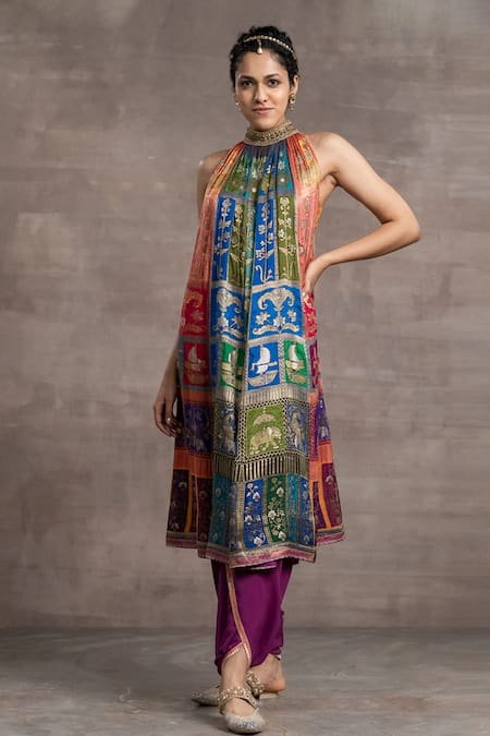 Tarun Tahiliani Printed Kalidar Kurta & Dhoti Pant Set 