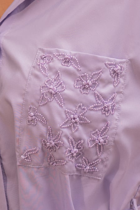 Buy Mehak Murpana Purple Cotton Floral Shirt Collar Dress Online at Aza Fashions Buy_Mehak Murpana_Purple Cotton Floral Shirt Collar Dress_Online_at_Aza_Fashions