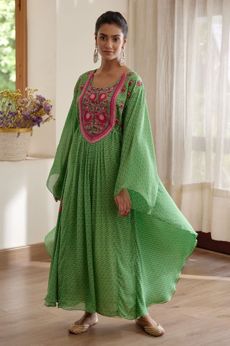 Shyam Narayan Prasad Printed Asymmetric Kaftan 