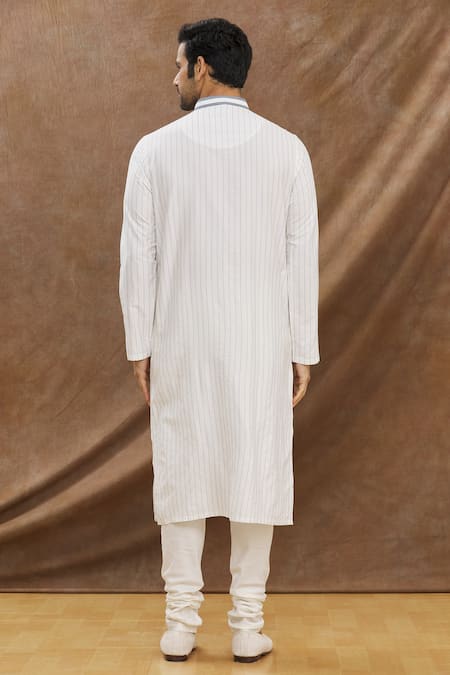 Shop Darshika Menswear Off White Cotton Silk Pintuck Kurta Set at Aza Fashions Shop_Darshika Menswear_Off White Cotton Silk Pintuck Kurta Set _at_Aza_Fashions