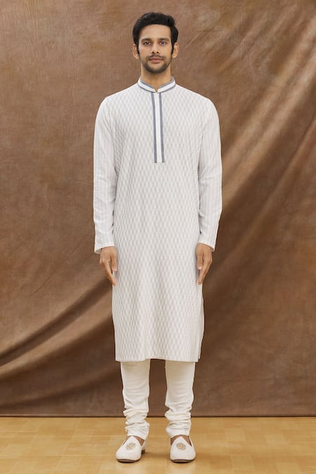 Buy Darshika Menswear Off White Cotton Silk Pintuck Kurta Set Online at Aza Fashions Buy_Darshika Menswear_Off White Cotton Silk Pintuck Kurta Set _Online_at_Aza_Fashions