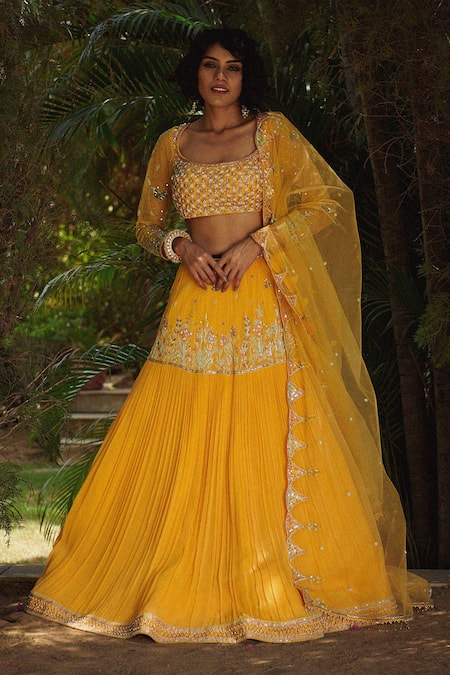 Irrau by Samir Mantri Hand Embroidered Lehenga Set 