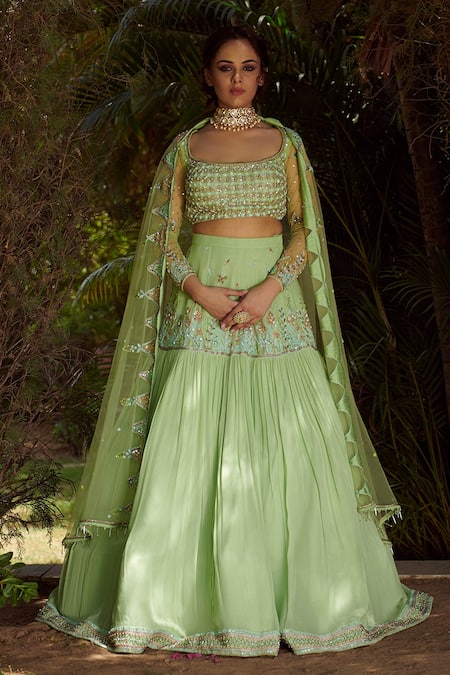 Irrau by Samir Mantri Hand Embroidered Lehenga Set 