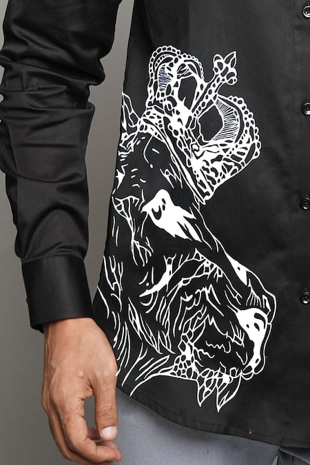 Buy_Avalipt_Black 100% Cotton Hand Painted Adam Shirt_Online_at_Aza_Fashions