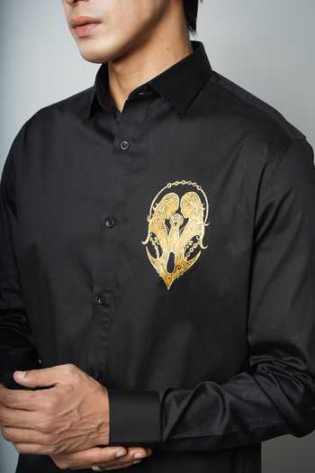 Buy_Avalipt_White 100% Cotton Hand Painted Gemini Shirt_Online_at_Aza_Fashions
