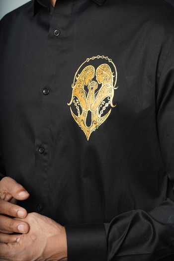 Shop_Avalipt_White 100% Cotton Hand Painted Gemini Shirt_Online_at_Aza_Fashions