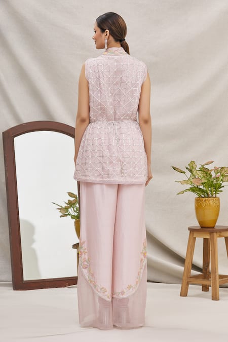 Ekta Singh Organza Jacket & Pant Set 