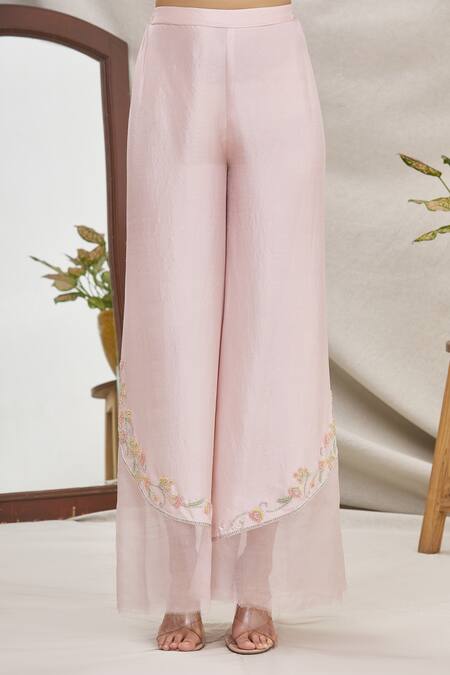 Shop_Ekta Singh_Purple Organza V Neck Jacket And Pant Set _Online_at_Aza_Fashions