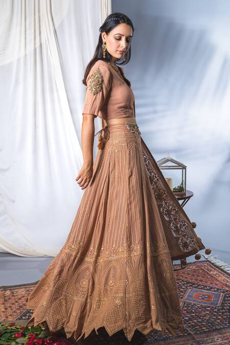 Buy Soniya G Pink Lucknowi Thread Notched Lehenga Set Online at Aza Fashions Buy_Soniya G_Pink Lucknowi Thread Notched Lehenga Set _Online_at_Aza_Fashions