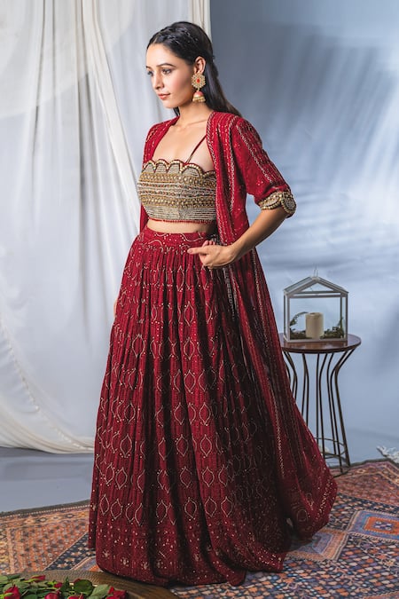 Soniya G Lucknowi Cape Lehenga Set 