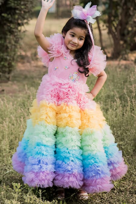 Long Tiered Frill Gown for Toddlers | Tiered Ruffle Wedding Dress