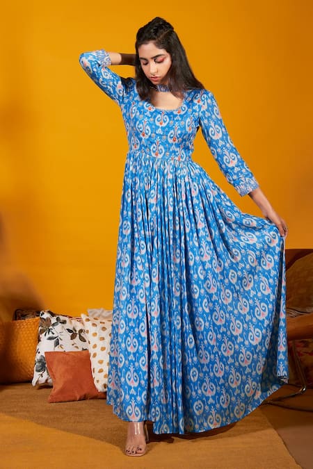 Handwoven Ikat Pleated Dress - Mogra Designs