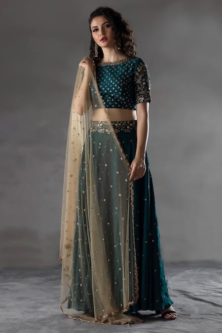 Anu Pellakuru Floral Embroidered Lehenga Set 