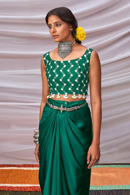 Buy Pink City By Sarika Green Silk, Crepe, Bamberg Satin Tassel, Coin, Bandhani Printed And Dhoti Set Online at Aza Fashions Buy_Pink City By Sarika_Green Silk, Crepe, Bamberg Satin Tassel, Coin, Bandhani Printed And Dhoti Set _Online_at_Aza_Fashions