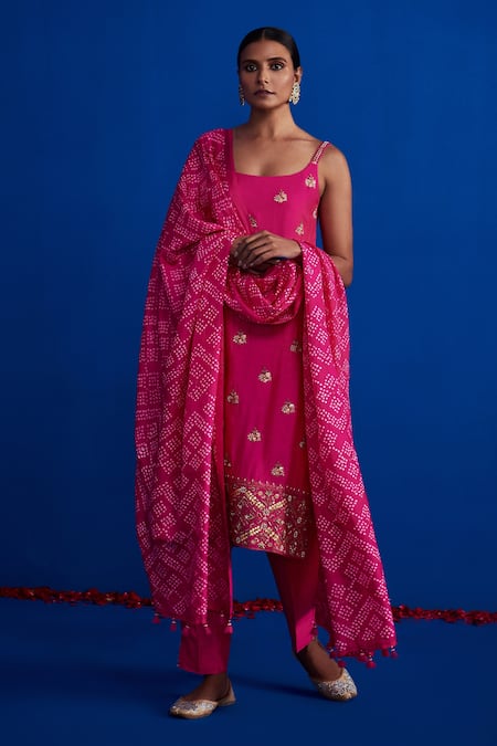 Pink City by Sarika Silk Chanderi Kurta Set 