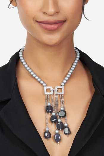 Buy_Ahaanya_Grey Beads Tassel Necklace_Online_at_Aza_Fashions