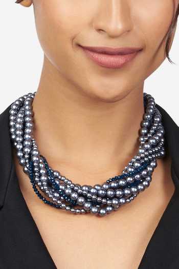 Buy_Ahaanya_Blue Beads And Stones Multi Layered Necklace_Online_at_Aza_Fashions