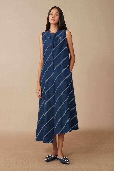 Buy_Ampm_Blue Nur Striped Jacket With Inner_Online_at_Aza_Fashions