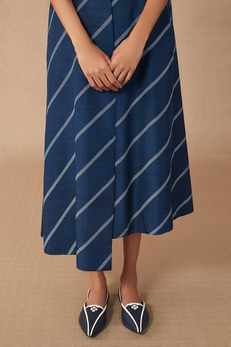 Ampm_Blue Nur Striped Jacket With Inner_at_Aza_Fashions