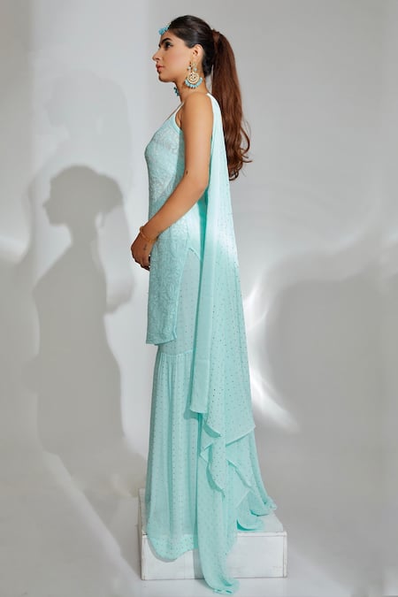 Label Aishwaryrika Arctic Chikankari Embroidered Kurta 