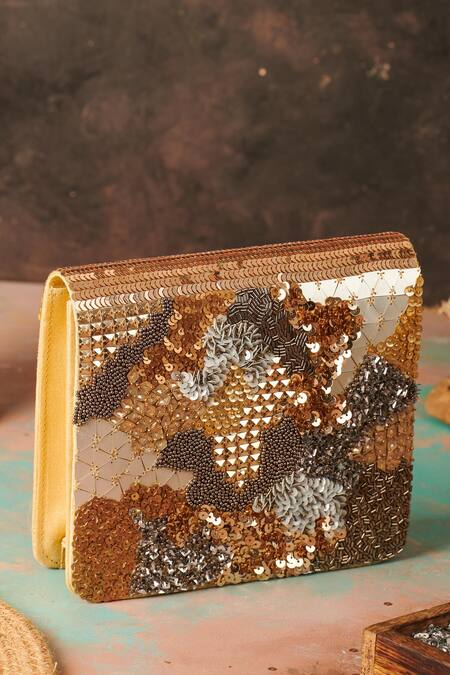 Shop The Purple Sack Multi Color Sequins, Cut Work Magnifique Embellished Clutch With Sling Online at Aza Fashions Shop_The Purple Sack_Multi Color Sequins, Cut Work Magnifique Embellished Clutch With Sling _Online_at_Aza_Fashions