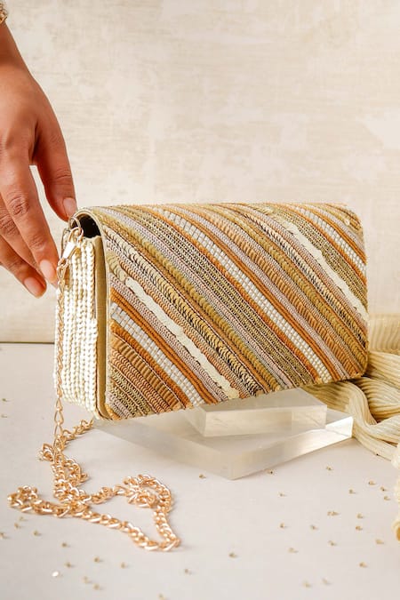 Shop The Purple Sack Gold Embroidery Farnama Embellished Clutch With Sling at Aza Fashions Shop_The Purple Sack_Gold Embroidery Farnama Embellished Clutch With Sling _at_Aza_Fashions