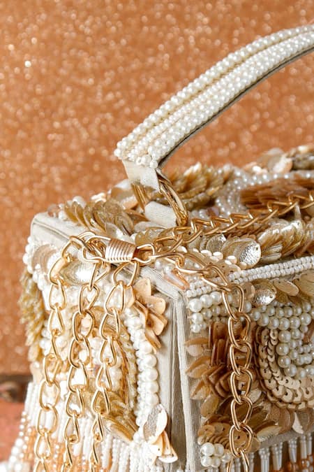 Buy The Purple Sack Gold Embroidery, Beads Alexxa Embellished Clutch With Sling Online at Aza Fashions Buy_The Purple Sack_Gold Embroidery, Beads Alexxa Embellished Clutch With Sling _Online_at_Aza_Fashions