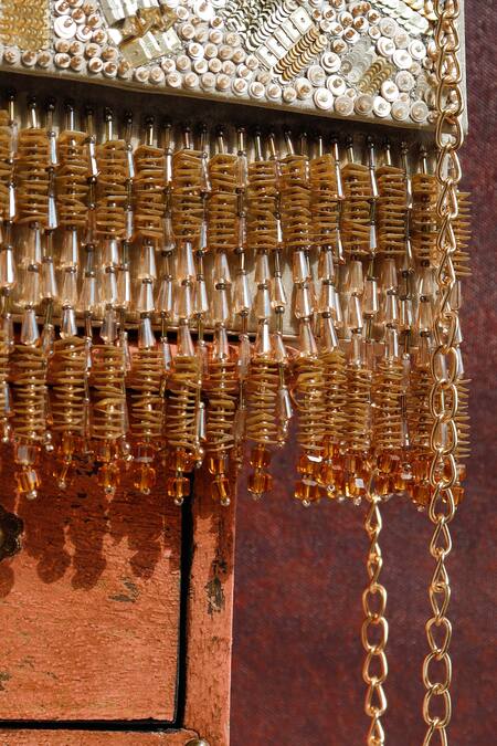 Buy The Purple Sack Gold Embroidery, Beads Rizuana Embellished Clutch With Sling Online at Aza Fashions Buy_The Purple Sack_Gold Embroidery, Beads Rizuana Embellished Clutch With Sling _Online_at_Aza_Fashions