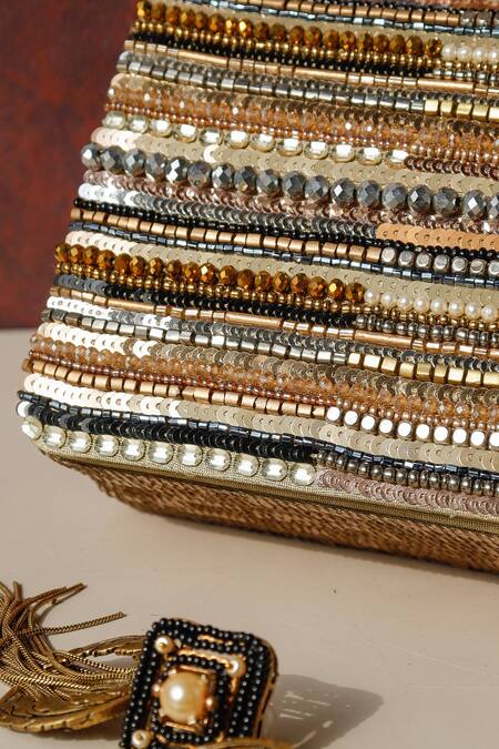 The Purple Sack Multi Color Sequins, Beads Narmadaa Embellished Clutch With Sling Online at Aza Fashions The Purple Sack_Multi Color Sequins, Beads Narmadaa Embellished Clutch With Sling _Online_at_Aza_Fashions