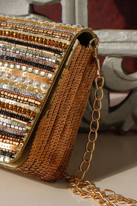 Buy The Purple Sack Multi Color Sequins, Beads Narmadaa Embellished Clutch With Sling Online at Aza Fashions Buy_The Purple Sack_Multi Color Sequins, Beads Narmadaa Embellished Clutch With Sling _Online_at_Aza_Fashions