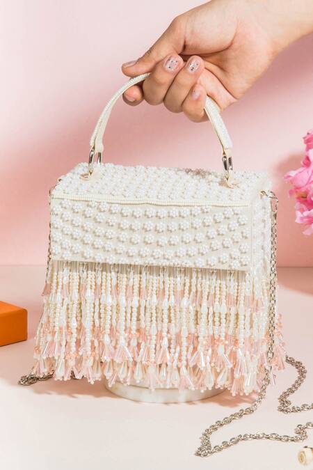 Buy The Purple Sack White Embroidery, Beads Roshiyaan Embellished Clutch With Sling Online at Aza Fashions Buy_The Purple Sack_White Embroidery, Beads Roshiyaan Embellished Clutch With Sling _Online_at_Aza_Fashions