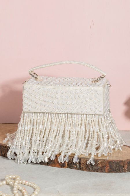 The Purple Sack White Embroidery Apsara Embellished Clutch With Sling Online at Aza Fashions The Purple Sack_White Embroidery Apsara Embellished Clutch With Sling _Online_at_Aza_Fashions