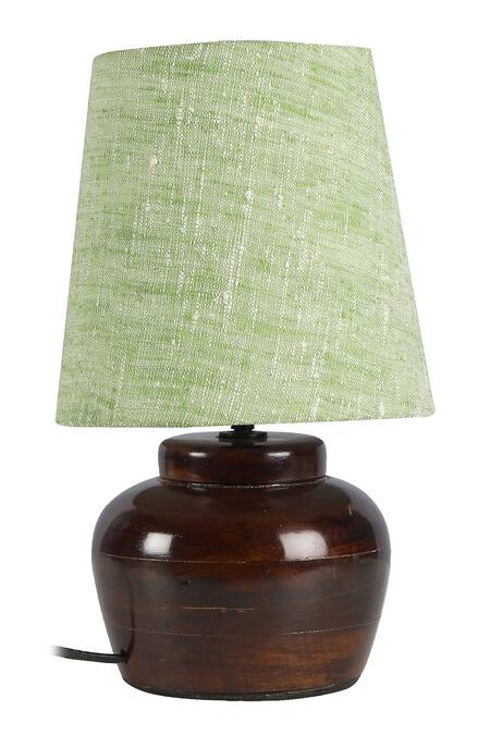 Shop_Nakshikathaa - Homeware_Green Alloy Nirvana Bed Side Lamp _at_Aza_Fashions