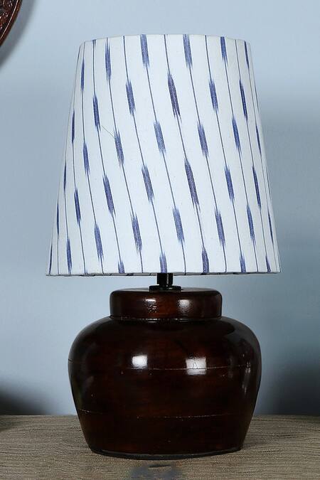 Buy_Nakshikathaa - Homeware_Brown Alloy Print Nirvana Bed Side Lamp _Online_at_Aza_Fashions