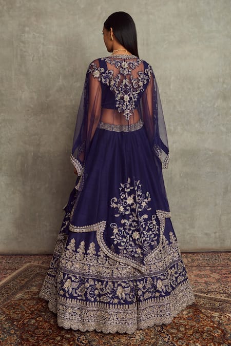 Jayanti Reddy Floral Embroidered Cape Lehenga Set 