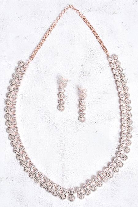 Nazaakat by Samara Singh Silver Plated Faux Diamond Circular Embellished Necklace Set