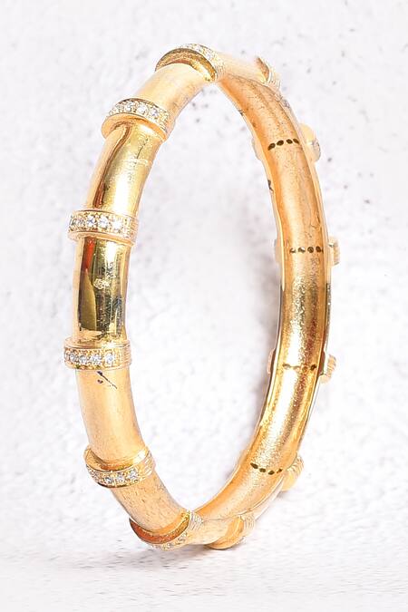 Nazaakat By Samara Singh_Gold Plated Faux Diamond Studded Bangle_Online_at_Aza_Fashions