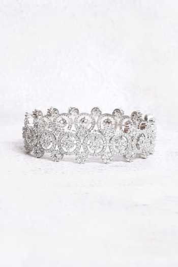 Buy Nazaakat By Samara Singh Silver Plated Zircon Stone, Faux Diamond Circular Cutwork Bangle Online at Aza Fashions Buy_Nazaakat By Samara Singh_Silver Plated Zircon Stone, Faux Diamond Circular Cutwork Bangle_Online_at_Aza_Fashions