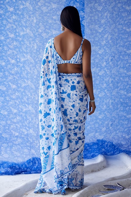 Baise Gaba Khand Floral Print Saree WIth Unstitched Blouse Piece 