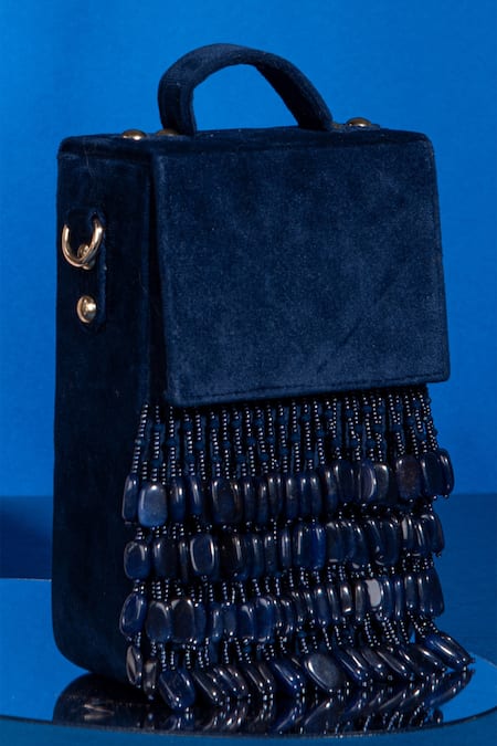 Shop_Forever Noor_Blue Embroidered Roohi Box Bag _at_Aza_Fashions