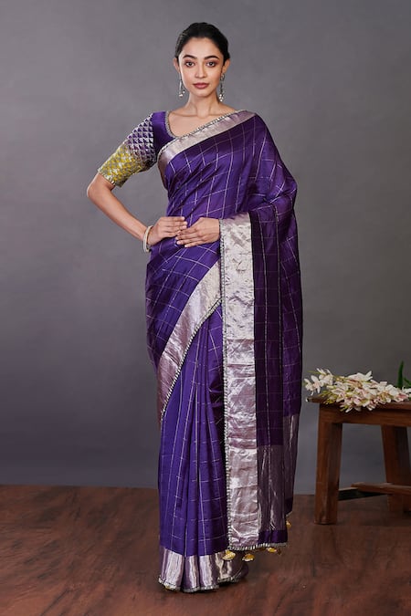 Buy Classic Purple Cotton Saree Online – RODDUR