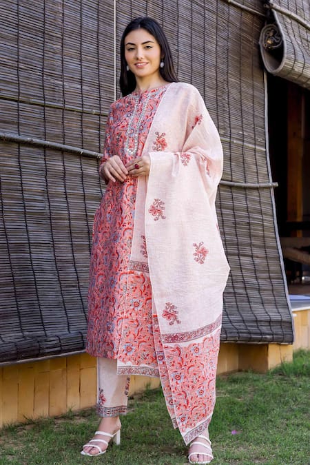Missprint Chanderi Block Print Kurta Set 