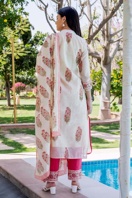 Missprint Chanderi Block Print Kurta Set