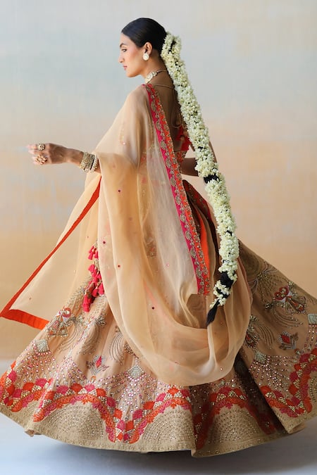 Shop Aman Takyar Gold Organza, Dupion Silk Cutdana, Floral, Sequin Embroidered Bridal Lehenga Set at Aza Fashions Shop_Aman Takyar_Gold Organza, Dupion Silk Cutdana, Floral, Sequin Embroidered Bridal Lehenga Set _at_Aza_Fashions