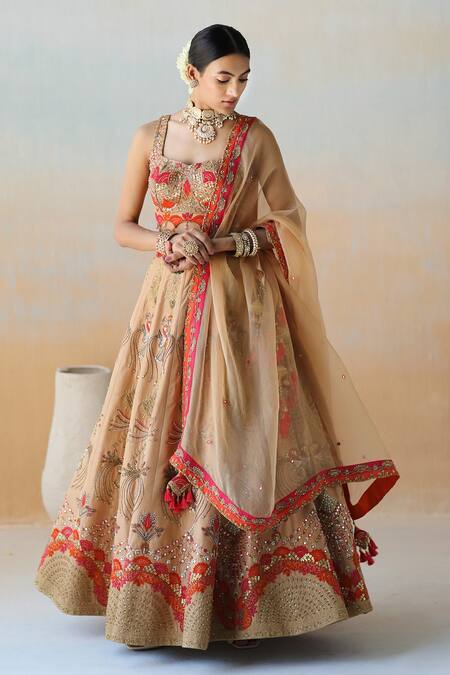 Aman Takyar Gold Organza, Dupion Silk Cutdana, Floral, Sequin Embroidered Bridal Lehenga Set Online at Aza Fashions Aman Takyar_Gold Organza, Dupion Silk Cutdana, Floral, Sequin Embroidered Bridal Lehenga Set _Online_at_Aza_Fashions