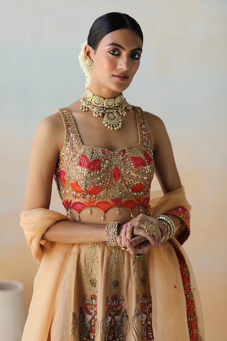 Buy Aman Takyar Gold Organza, Dupion Silk Cutdana, Floral, Sequin Embroidered Bridal Lehenga Set Online at Aza Fashions Buy_Aman Takyar_Gold Organza, Dupion Silk Cutdana, Floral, Sequin Embroidered Bridal Lehenga Set _Online_at_Aza_Fashions