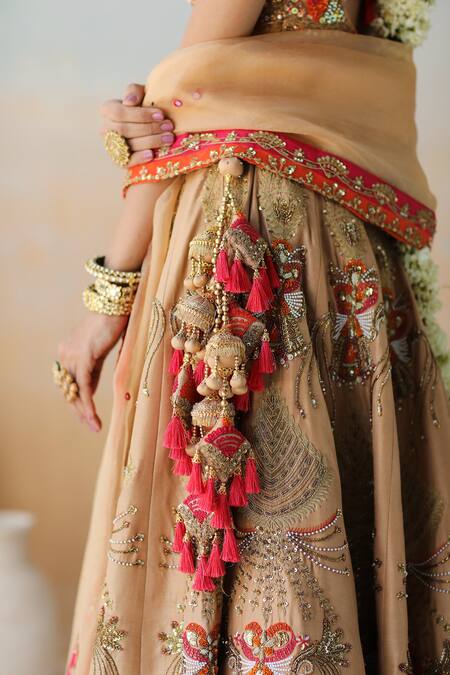 Aman Takyar Gold Organza, Dupion Silk Cutdana, Floral, Sequin Embroidered Bridal Lehenga Set at Aza Fashions Aman Takyar_Gold Organza, Dupion Silk Cutdana, Floral, Sequin Embroidered Bridal Lehenga Set _at_Aza_Fashions