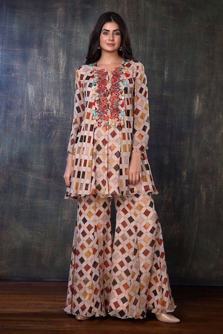 Preeti Jhawar Printed Kurta & Palazzo Set 