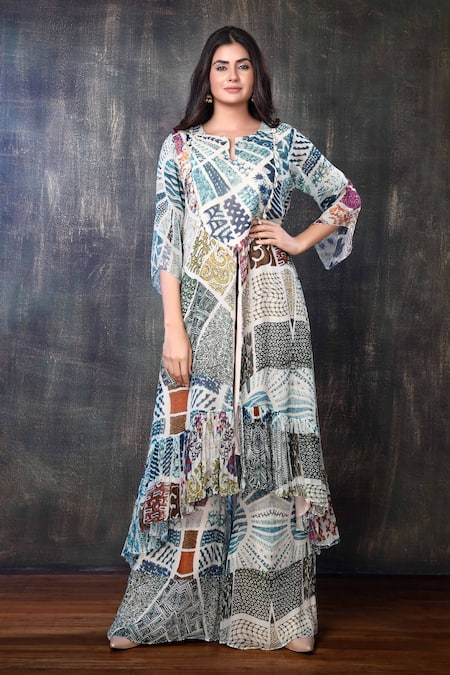 Preeti Jhawar Printed Kurta & Palazzo Set 