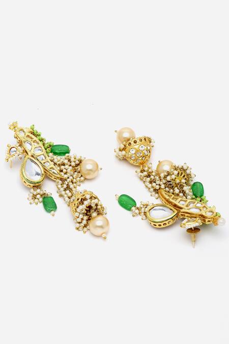 Buy Dugran By Dugristyle Gold Plated Pearls, Applique, Diamonds, Stones Kundan Embellished Earrings Online at Aza Fashions Buy_Dugran By Dugristyle_Gold Plated Pearls, Applique, Diamonds, Stones Kundan Embellished Earrings _Online_at_Aza_Fashions